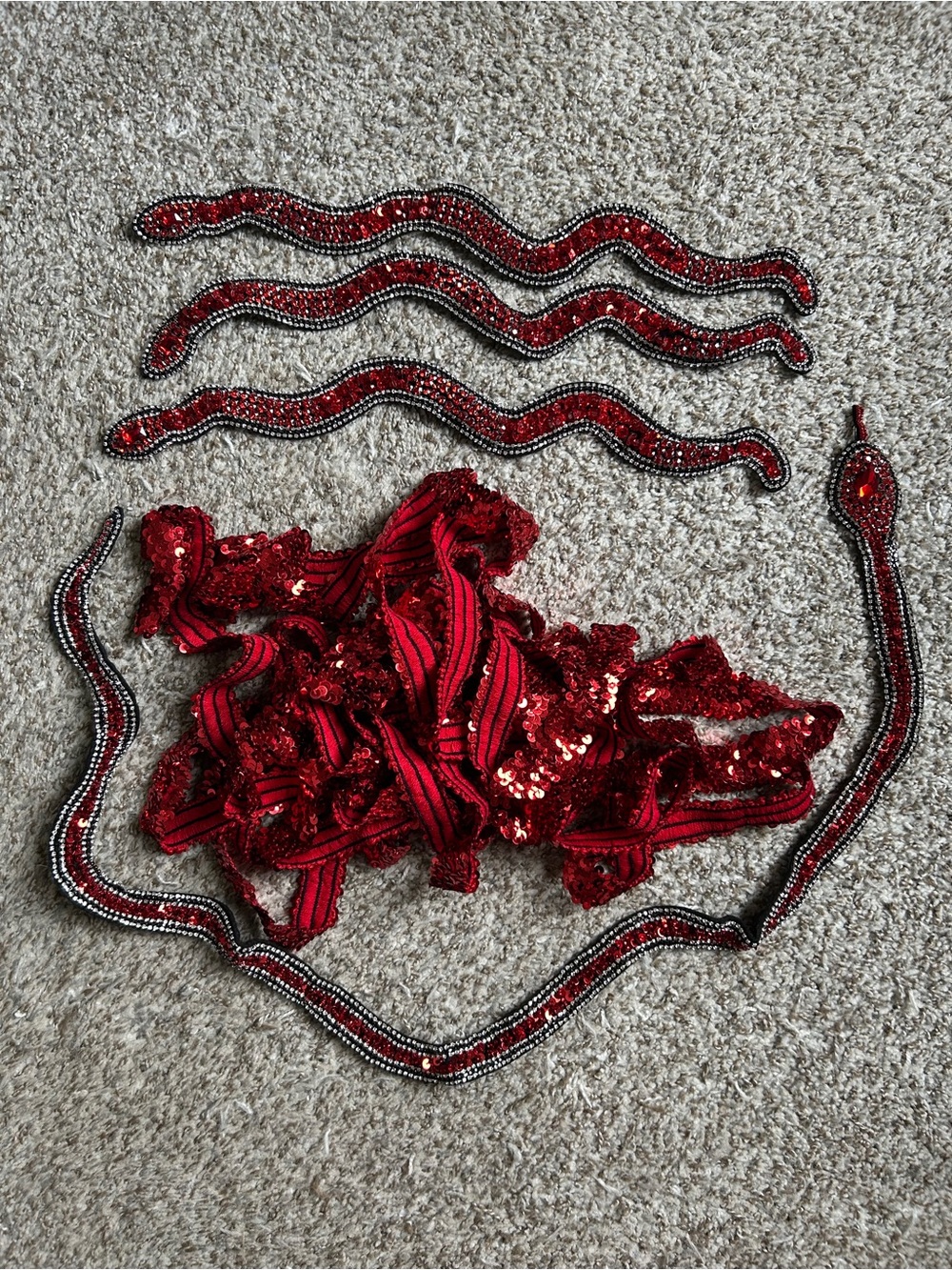 5 Piece Glitter Rhinestone Sequin Snake Patch Elastic Ribbon Trim Reputation Era - Picture 7 of 7